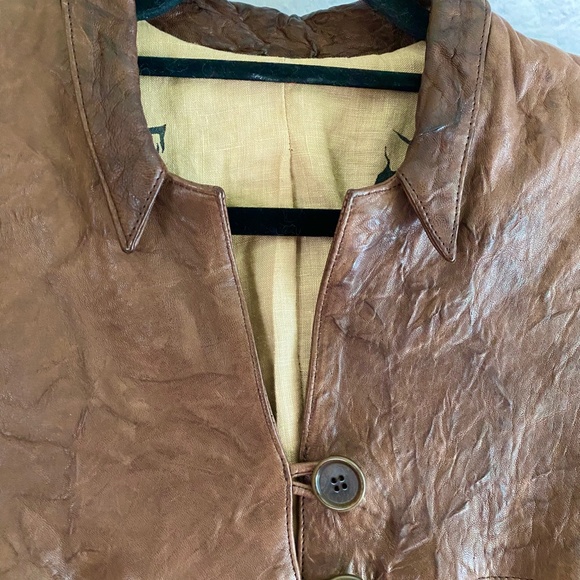 GORGEOUS DUARTE JEANS TEXTURED REAL LEATHER JACKET - L - Picture 2 of 9